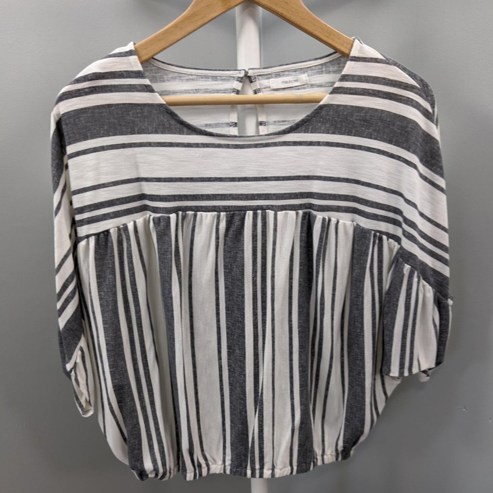 Maurices Dolman Striped Gray White Blouse, M